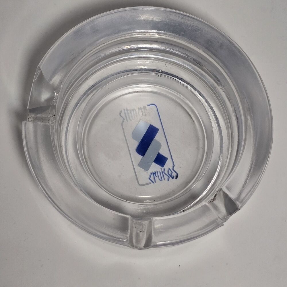 Vintage Glass Ashtray Branded for Sitmar Cruises Cruise Line Euc Maritime